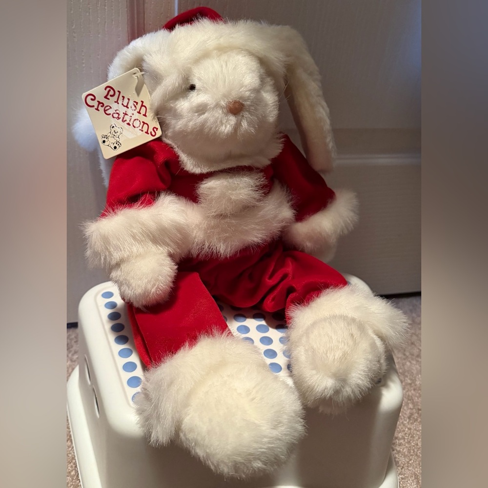 Vintage 1991 Santa Bunny #H14953 Red Santa Plush Creations Stuffed Animal